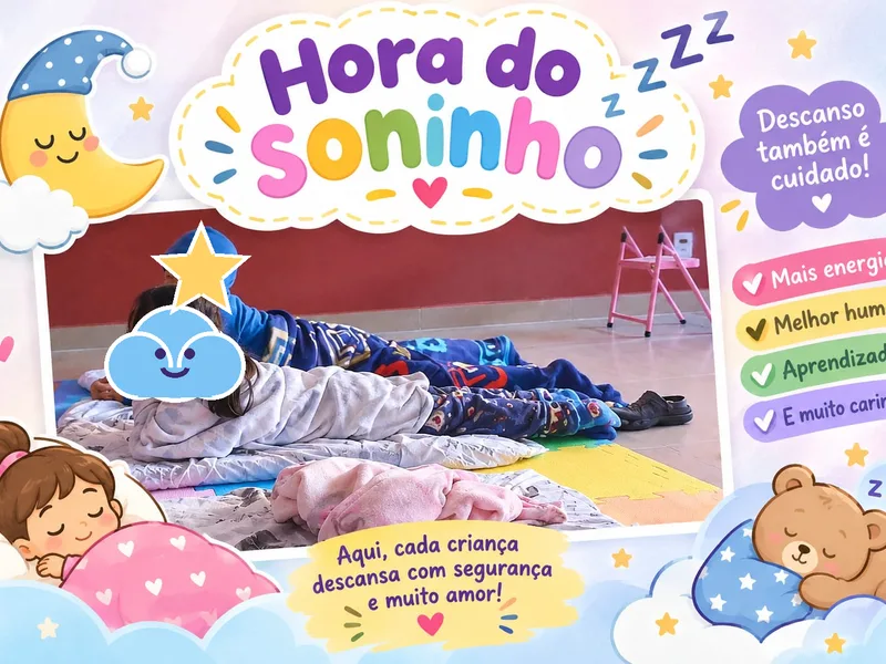 Hora do soninho: crianças descansando em colchonetes